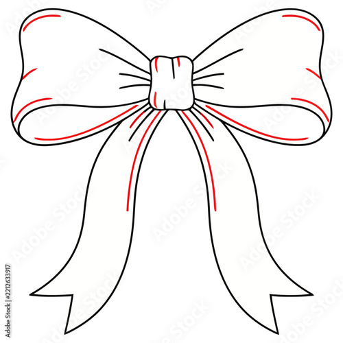 White bow with red accents