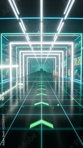 Vertical video: Fading from black, timeline moving over teal grid toward TODAY, years changing