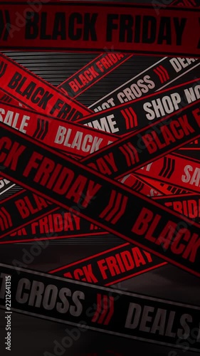 Vertical video: Opening frame showing ribbed shutter while ribbons sliding, displaying BLACK FRIDAY