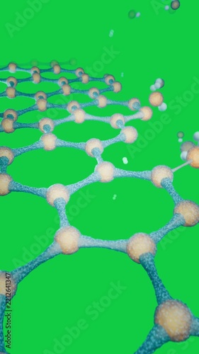 Vertical video: Hex net sweeping on transparent void, dots rising right, cyan beams lighting nodes