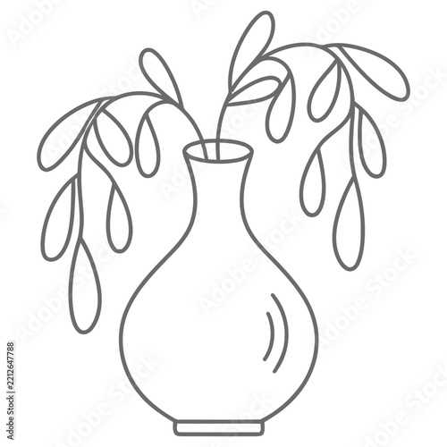 Vase with branches line art