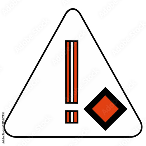 Warning sign with exclamation mark and diamond