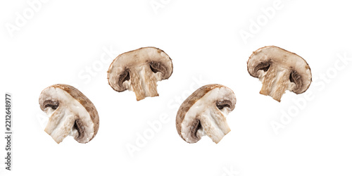 Fresh sliced cremini mushrooms isolated on transparent background