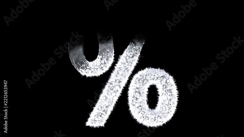 Animated Snowy Christmas Symbol Percentage , Winter Frost and Ice Crystal Alphabet Animation