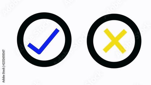 Animated green check mark and red cross symbol 4k