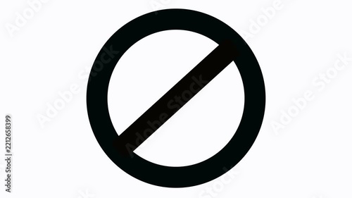 Red sign stop, cross, x, ban, cancel, prohibited icon animation on white background.