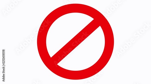 Red sign stop, cross, x, ban, cancel, prohibited icon animation on white background.