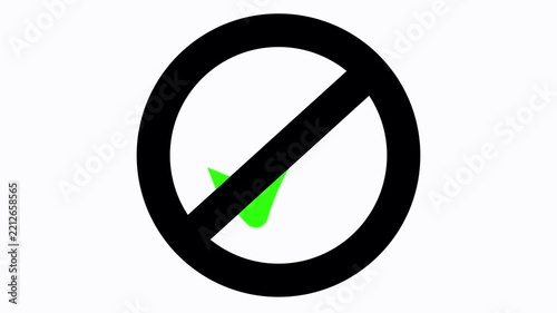 Red sign stop, cross, x, ban, cancel, prohibited icon animation on white background. 4k