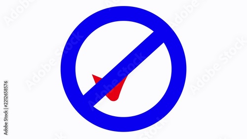 Red sign stop, cross, x, ban, cancel, prohibited icon animation on white background. 4k