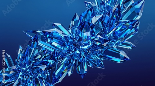 Blue crystal abstract wallpaper, sharp crystal texture, glossy reflections, deep blue, 4K.
