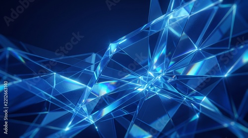 Blue glass abstract wallpaper, smooth translucent texture, glossy reflections, deep blue, 4K.