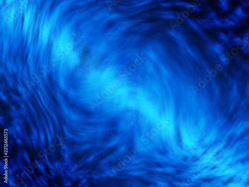 Abstract blue energy vortex background with dynamic swirling light trails and fluid texture
