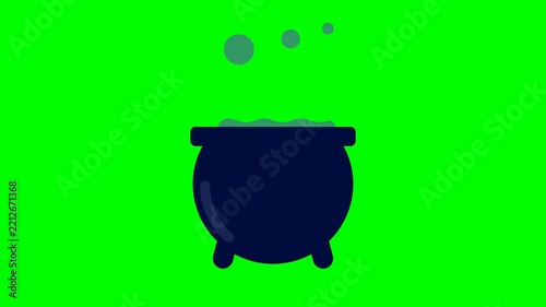 Animated Halloween Witch Cauldron Bubbling Potion Green Screen
