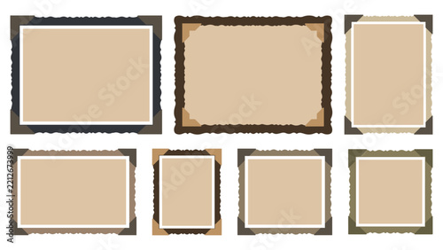 Classic retro photo frames set with corner mounts design elements.