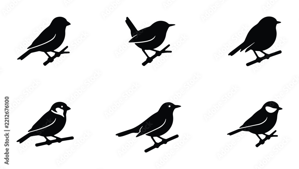 Fototapeta premium Bird silhouettes on branches for logo element