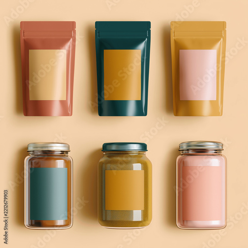 Flat Lay Food Packaging Mockup Set