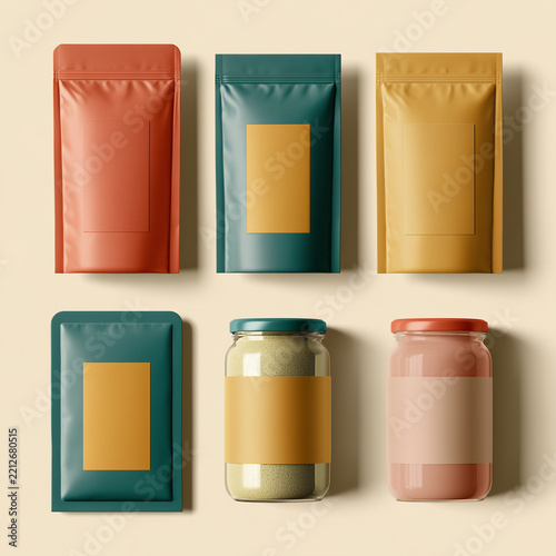 Flat Lay Food Packaging Mockup Set