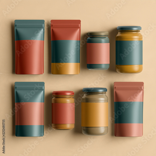 Flat Lay Food Packaging Mockup Set