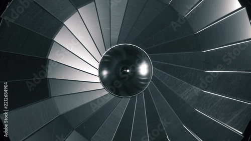 Rotating Aircraft Turbine With Dramatic Zoom in Futuristic 3D Animation