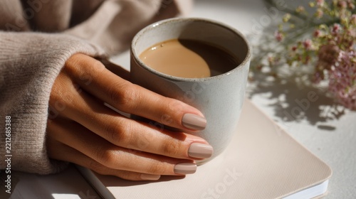 Hand holding a cup in comfort