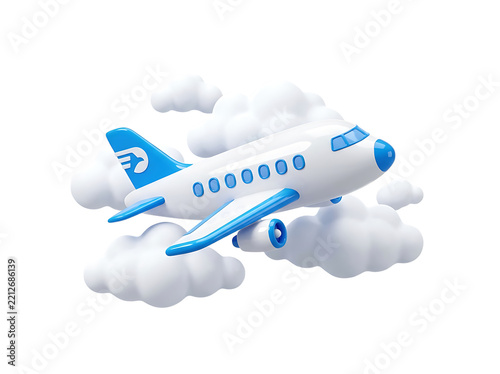 Commercial Airplane Flying Through Clouds in the Sky for Air Travel, Aviation, Passenger Transportation and Airline Business Concepts