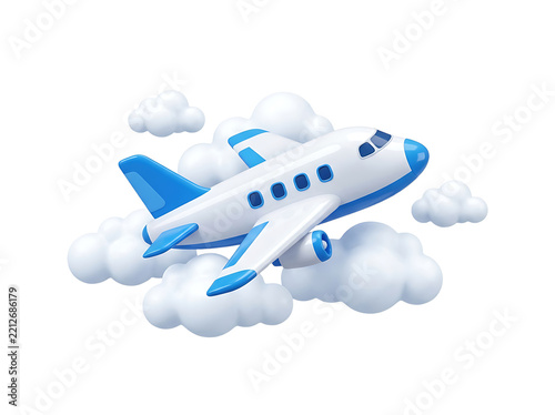 Commercial Airplane Flying in the Sky and Clouds for Air Travel, Aviation, Transportation, Passenger Flight and Airline Business Concepts