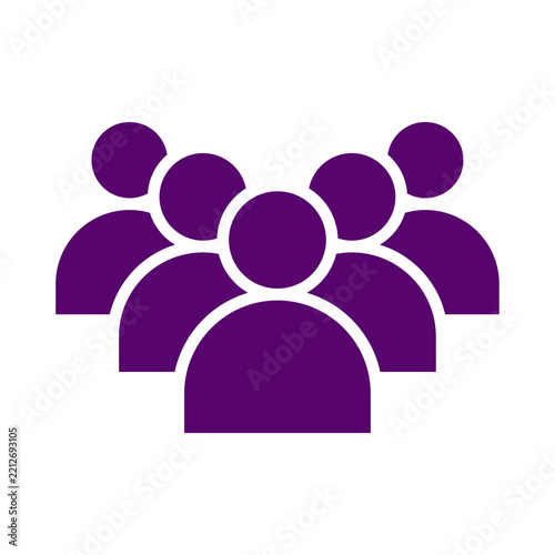 Purple vector illustration of a group of people icon isolated on white background transparent background