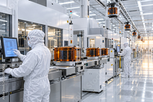 Cleanroom Production Line with Overhead Wafer Transport