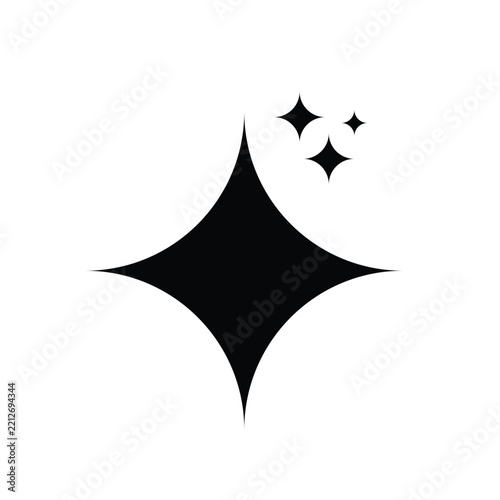 Sparkle star four point starburst vector icon set isolated on white background