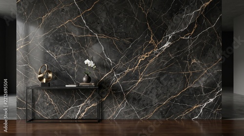 Dark marble texture wallpaper, subtle veins, glossy surface, elegant, 4K.