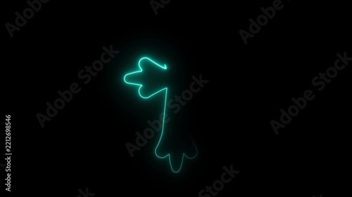 Luminous cyan outline of an oak leaf shape against a solid black background