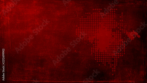 Grunge plaster cement or concrete wall texture red color with halftone scratches. Vector illustration.