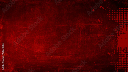 Grunge plaster cement or concrete wall texture red color with scratches. Abstract grunge red background texture scary red dark background