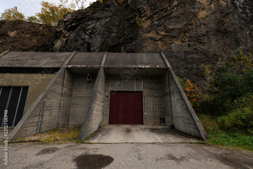 Obraz na plátně Entrance to a hydropower facility built into the mountainside in Tafjord, Norway