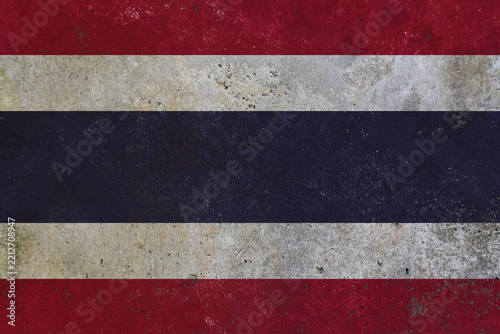 Thailand national flag painted on textured wall mural background