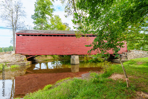 Historic covered bridge in Rocky Ridge, MD, at Loys Station