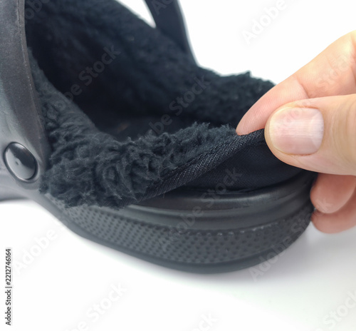 Fleece lined clogs. Warm rubber shoes for garden