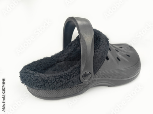 Fleece lined clogs. Warm rubber shoes for garden