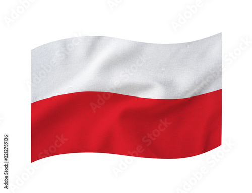 Waving flag of Poland isolated on a transparent background
