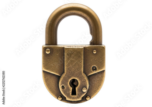 Old brass padlock with keyhole detail