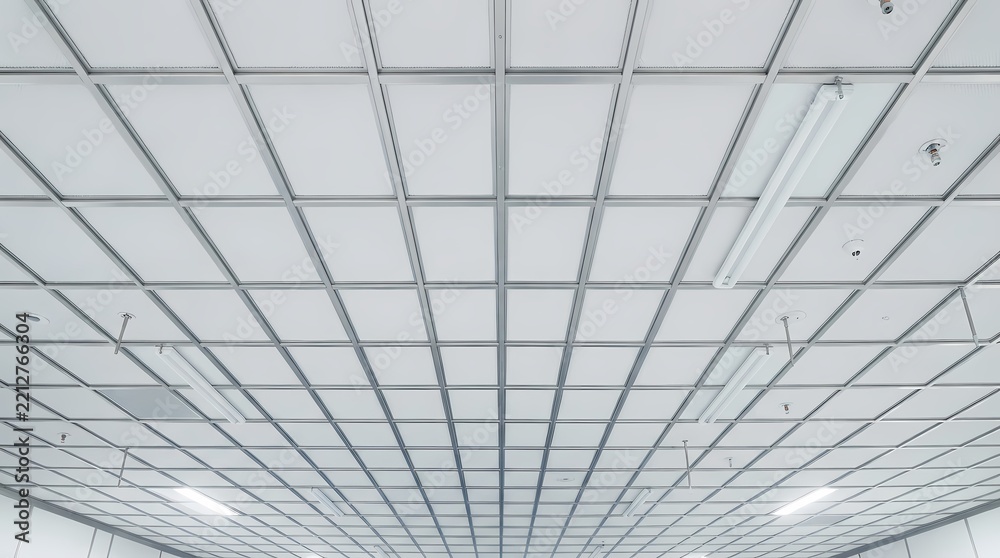 Obraz premium Cleanroom ceiling grid system integrated with HEPA filter modules and lighting