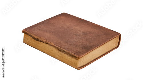 Old brown leather book isolated on transparent background as png file for digital design projects