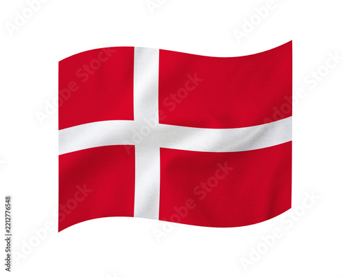 Waving flag of Denmark isolated on a transparent background