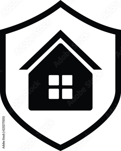 Home insurance icon set. house security, property protection shield symbols. Home icons with shield sign vector. building safety, housing mortgages icons
