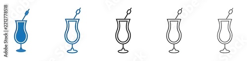 Cocktail icon Isolated flat vector in outline. Thin line customizable illustration. Contour symbol. Vector isolated outline drawing. Editable stroke