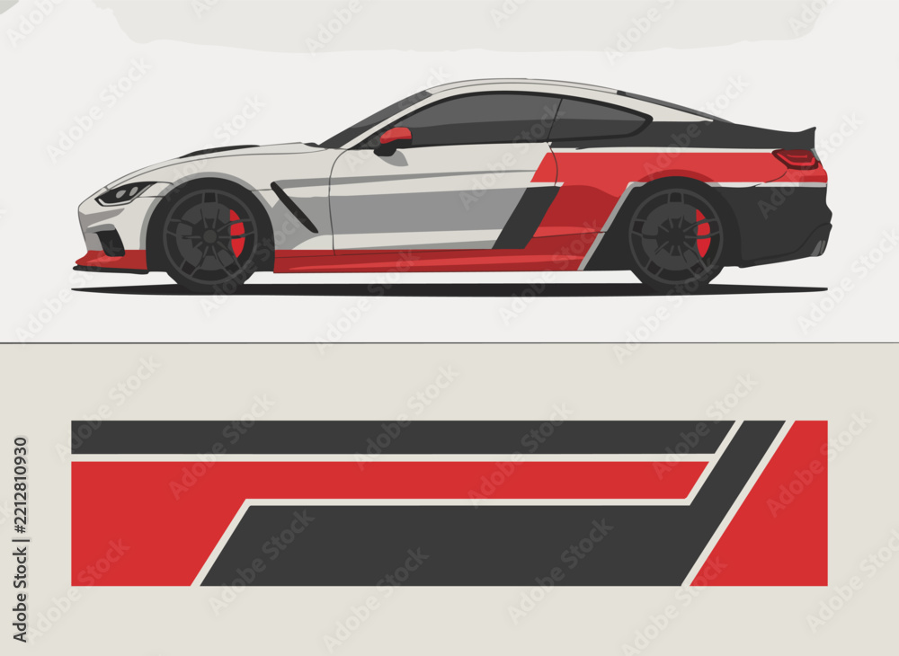 Fototapeta premium sleek sports car side profile illustration