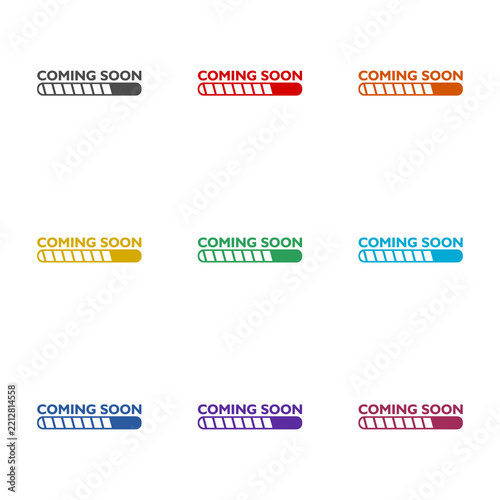 Coming soon simple sign icon isolated on white background. Set icons colorful