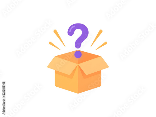 Mystery box icon with question mark isolated on transparent background