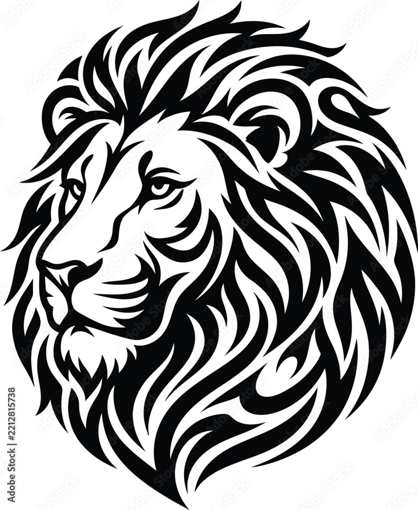 Obraz premium Powerful Lion Head Black Logo Vector Template