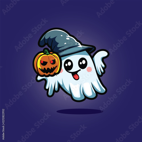 halloween mascot cute and creepy, icon logo vector